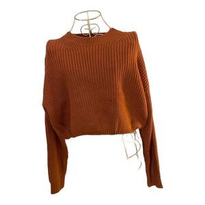NWT Elodie rust crewneck crop sweater XS XL